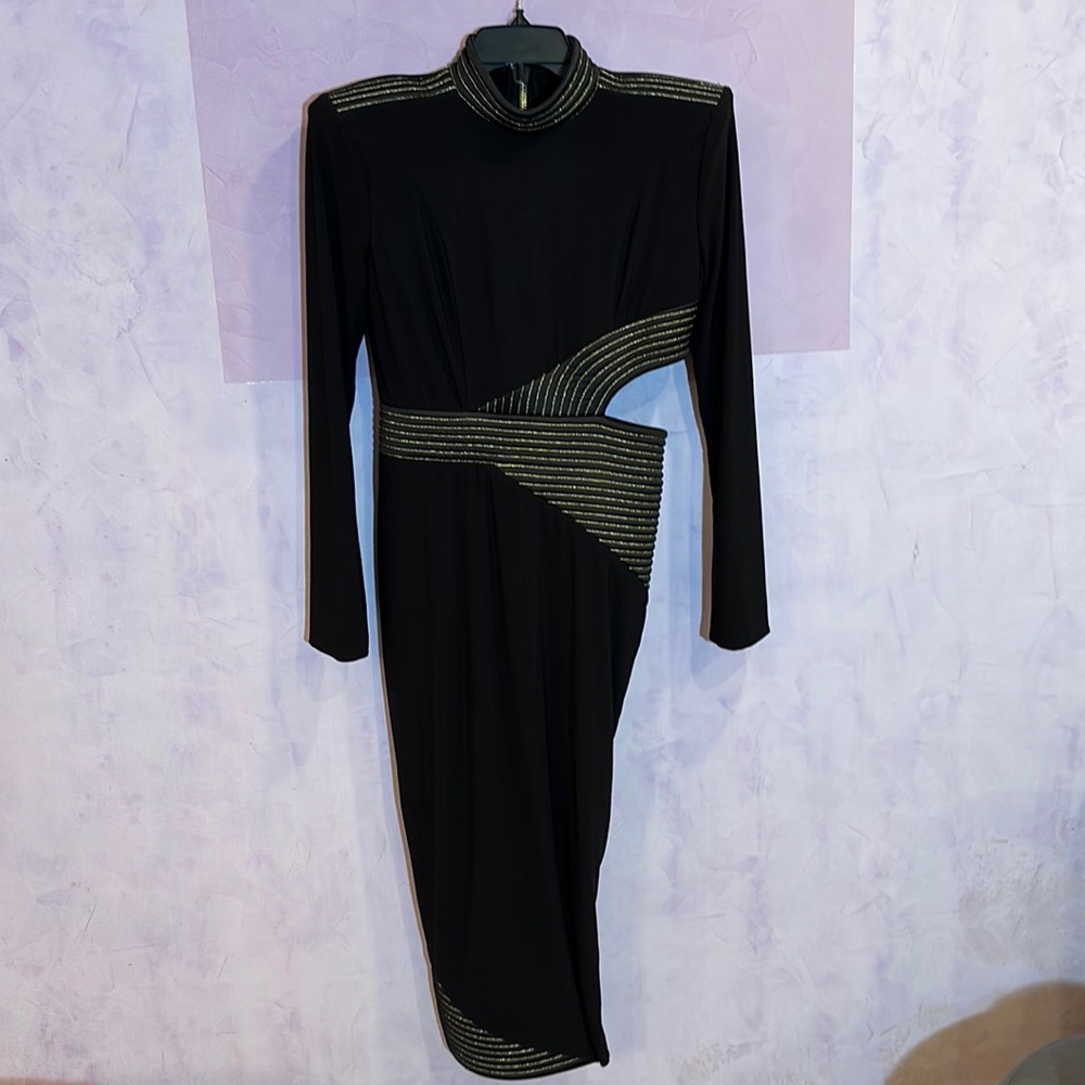 Dress black with gold color , size M